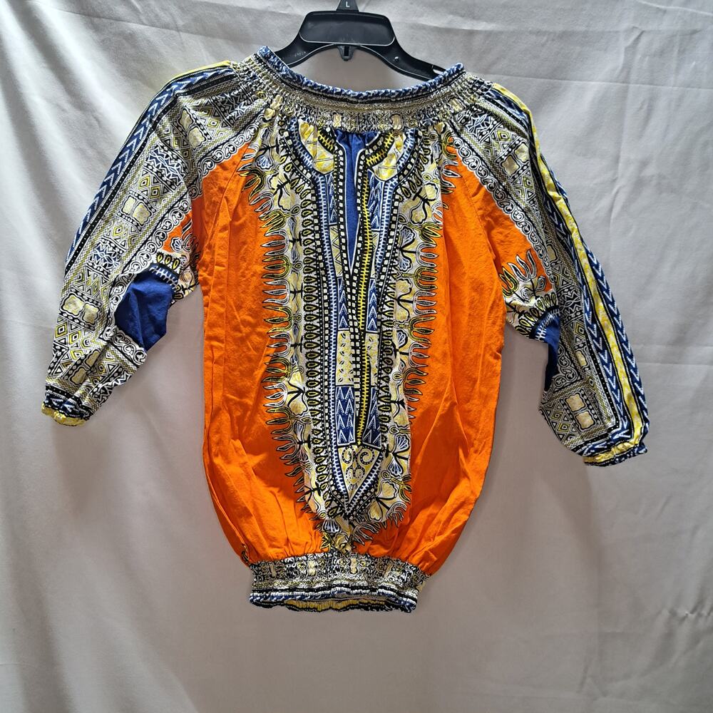 NF Dashiki African Hippie Unisex Smocked Long sleeve Tribal Ethnic Top OSFM